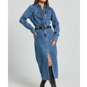 Showpo Blue Denim Midi Dress